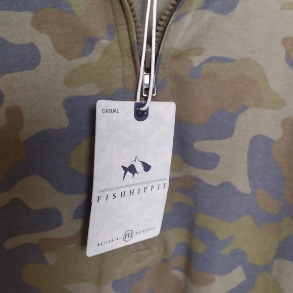 Fishhippie Cedar Island Camo Quarter Zip Pullover Size Small - Picture 8 of 11